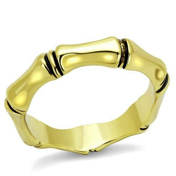 Women Gold Brass Ring with Epoxy in Jet - Size 7