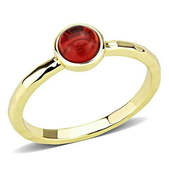 Women Gold Brass Ring with Synthetic in Garnet - Size 7