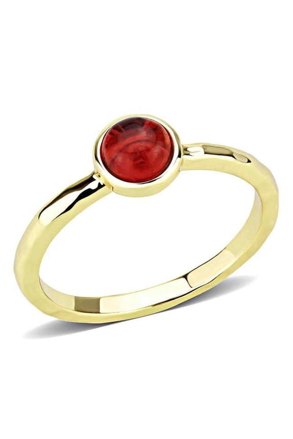 Women Gold Brass Ring with Synthetic in Garnet - Size 8