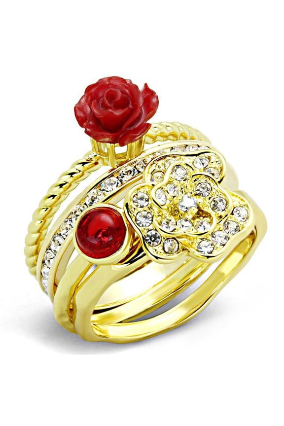 Women Gold Brass Ring with Synthetic in Siam - Size 9