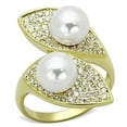 thumbnail image 1 of Women Gold Brass Ring with Synthetic in White - Size 6, 1 of 1