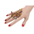 thumbnail image 1 of Women Gold Brown Peacock Fashion Ring Elastic Metal Band Feathers, 1 of 11