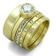 thumbnail image 1 of Women Gold & Brush Brass Ring with AAA Grade CZ in Clear - Size 11, 1 of 1