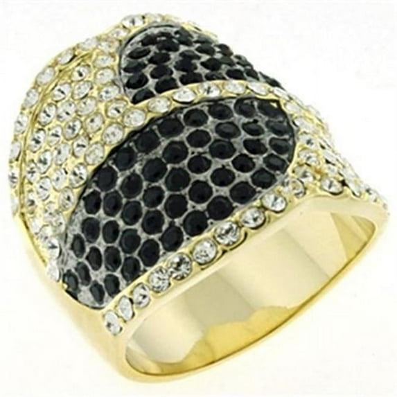 Women Gold & Brush Brass Ring with Top Grade Crystal in Multi Color - Size 8