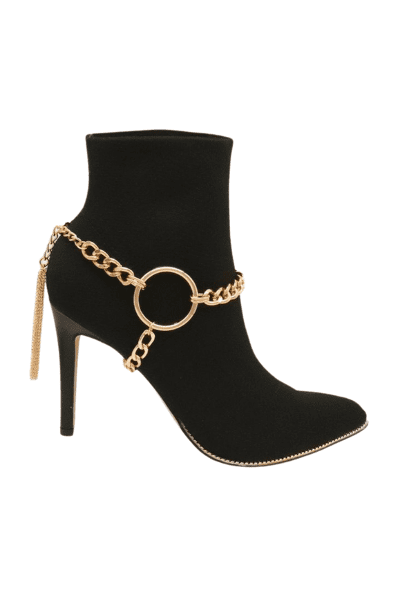 Women Gold Chain Boot Bracelet Shoe Circle Under Charm Tassel Biker Style