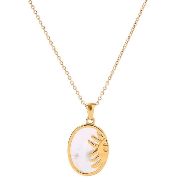 Women Gold Dianty Necklace Sun Crescent Moon Star Evil Eye Lock Lovely Heart Flower Butterfly Pearl Pendant Coin Necklaces 18K Gold Cz Diamond Filled Chain Boho Beach Simple Handmade Jewelry[o7655]