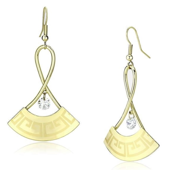Women Gold Iron Earrings with AAA Grade CZ in Clear