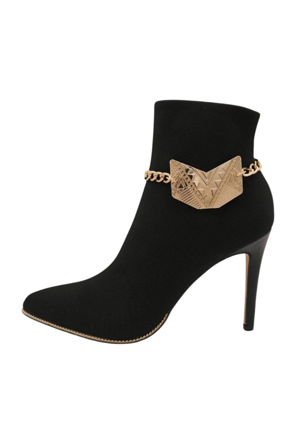 Women Gold Metal Boot Chain Bracelet Shoe Anklet Arrowhead Charm Western Fashion Jewelry z273