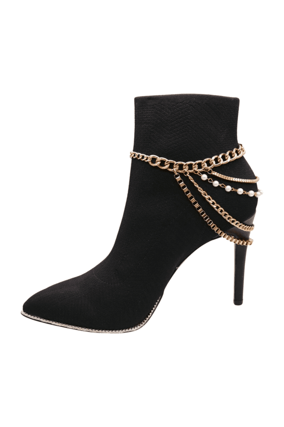 Women Gold Metal Boot Chain Bracelet Shoe Anklet Charm