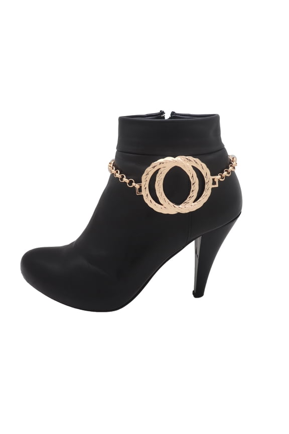 Women Gold Metal Boot Chain Bracelet Shoe Band Circle Round Charm Anklet