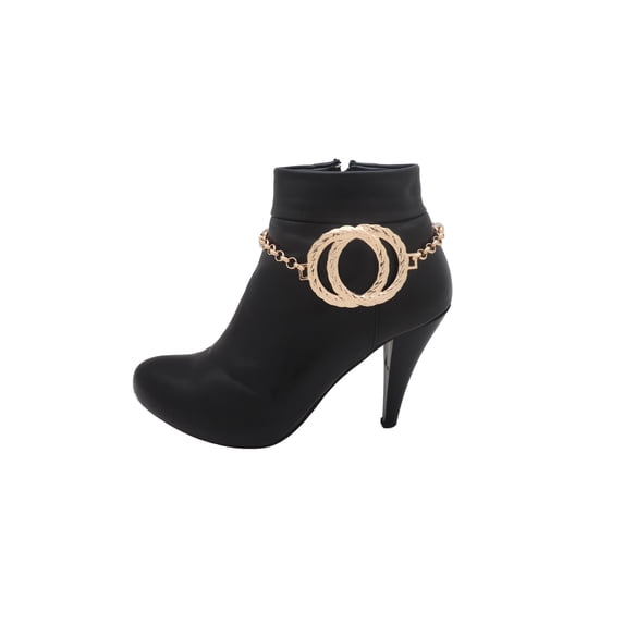 Women Gold Metal Boot Chain Bracelet Shoe Band Circle Round Charm Anklet