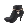 thumbnail image 1 of Women Gold Metal Chain Boot Bracelet Shoe Bling Diamond Shape Charm, 1 of 8