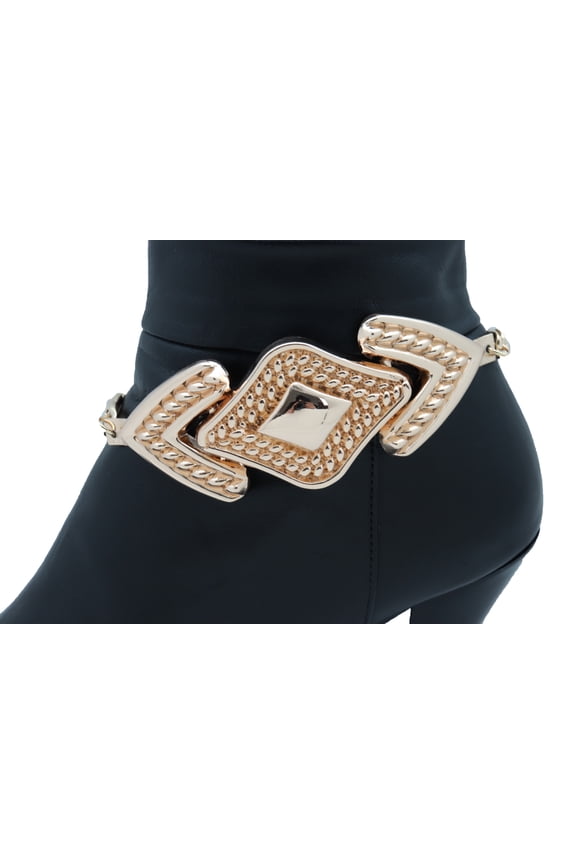 Women Gold Metal Chain Boot Bracelet Western Shoe Arrow Charm Jewelry