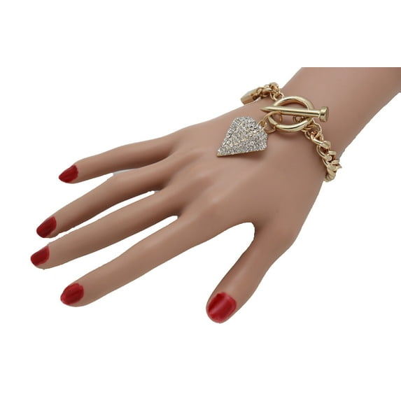 Women Gold Metal Chain Celebrity Fashion Cool Jewelry Bracelet Hot Diamond Charm