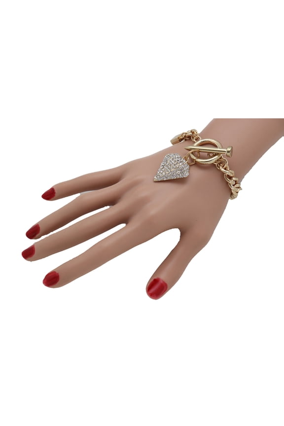 Women Gold Metal Chain Celebrity Fashion Cool Jewelry Bracelet Hot Diamond Charm