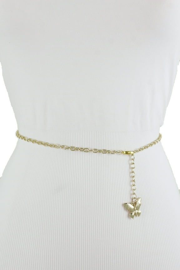 Women Gold Metal Chain Fashion Belt Butterfly Plus Size XL XXL