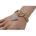 thumbnail image 1 of Women Gold Metal Chain Fashion Jewelry Bracelet Diamond Charm, 1 of 11