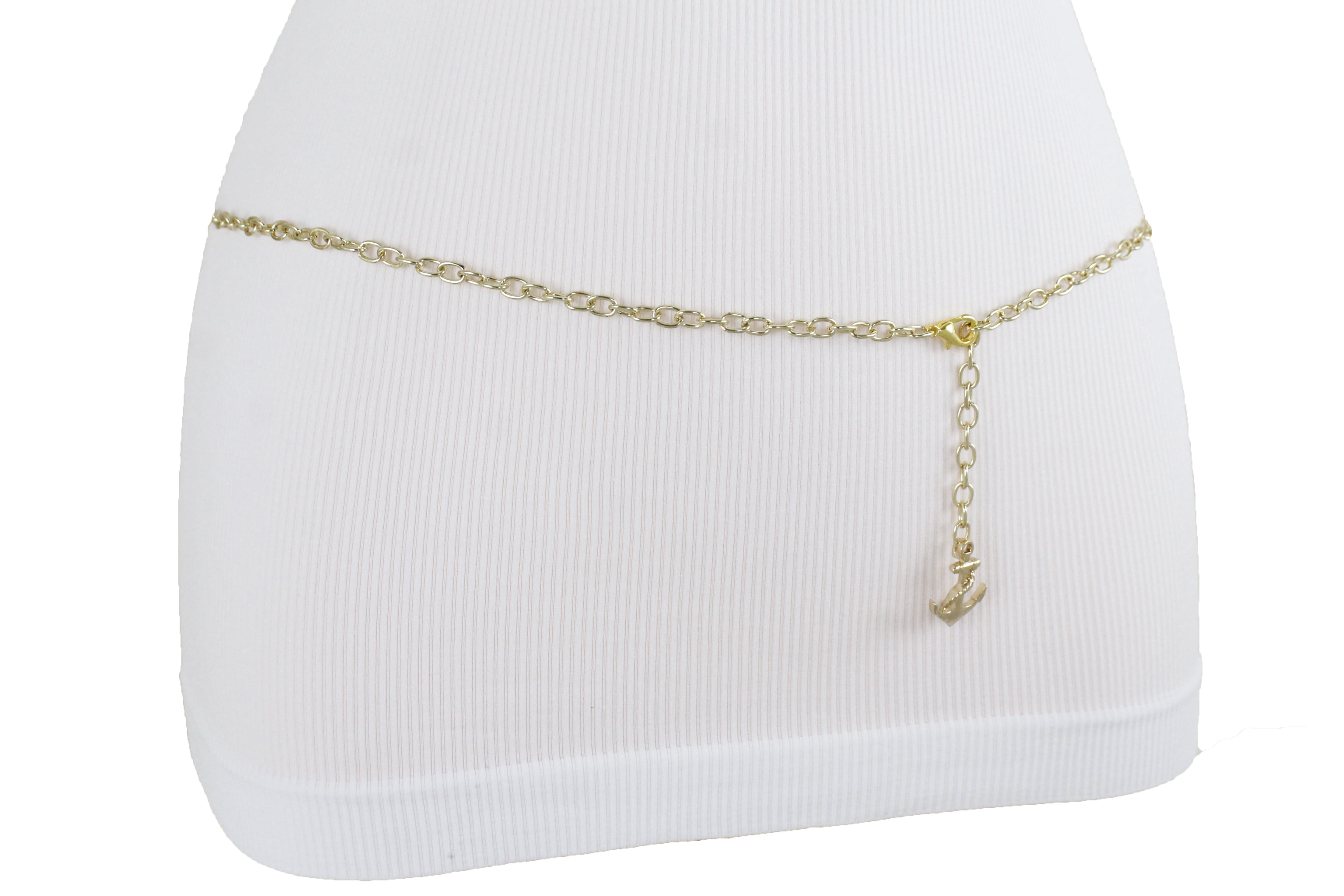 Women Gold Metal Chain Nautical Fashion Belt Anchor XL XXL 