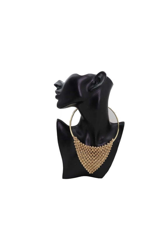 Women Gold Metal Choker Bib Strand Jewelry Fashion Necklace Bling Mesh Wedding