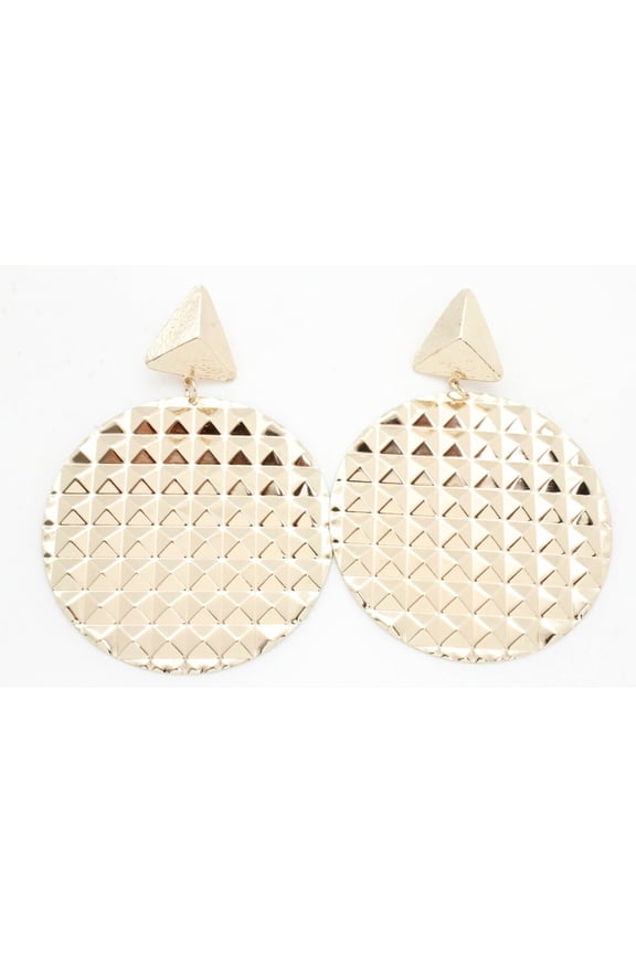 Women Gold Metal Extra Large Spike Circle Urban Fashion Earrings Set Party Style