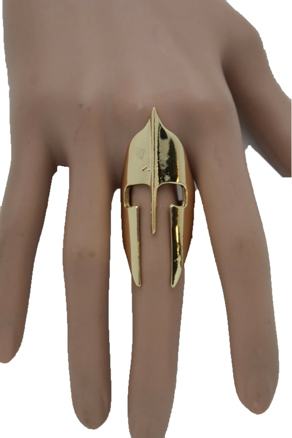 Women Gold Metal Fashion Jewelry Ring Warrior War Face Helmet Fits Size 7.5