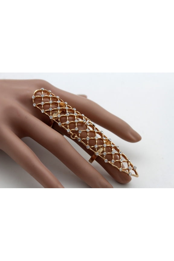 Women Gold Metal Finger Tip Ring Trendy Fashion Jewelry Long Nail Tip Silver