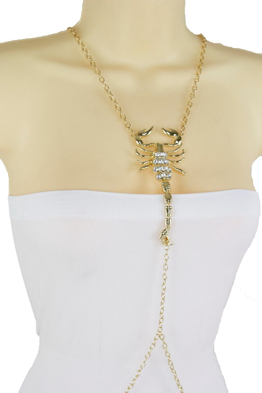 Full Body Chain Women Gold Metal Full Body Chain Harness Fashion Jewelry Scorpion Bling ...