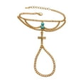 thumbnail image 1 of Women Gold Metal Hand Chain Fashionable Wristwear Bracelet Cross Charm Turquoise, 1 of 1