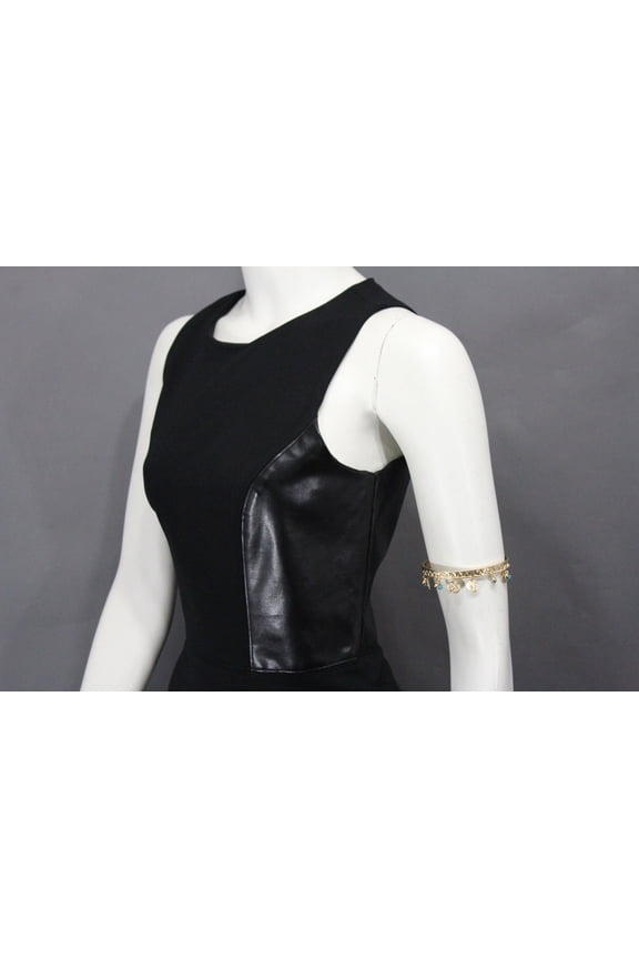 Women Gold Metal High Arm Cuff Bracelet Fashion Jewelry Skinny Wrap Around Coins