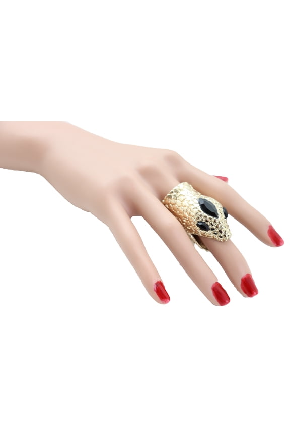 Women Gold Metal Ring Fashion Jewelry Snake Head Animal Size 7.5