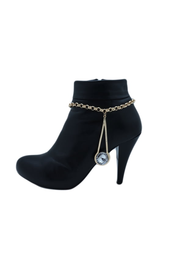Women Gold Metal Western Boot Chain Bracelet Anklet Shoe Drop Charm
