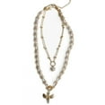 thumbnail image 1 of Women Gold-Plated Boho Layered Necklace Set 2Pcs, Chain with Heart Pendant, Ivory Simulated Pearl with Bird Pendant, Bohemian Style Trendy & Adjustable Elegant Fashion Jewelry, 1 of 5