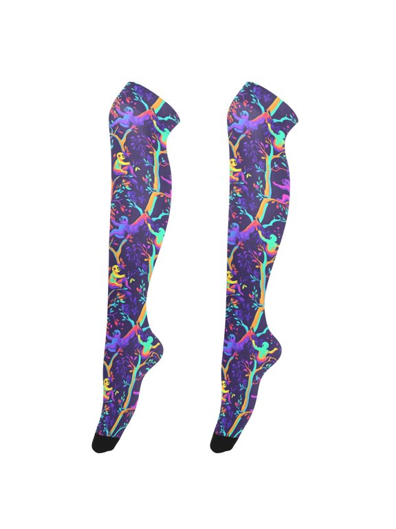 Women Gorillas Magic Style Pattern Over Knee Thigh High Socks