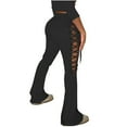 thumbnail image 1 of Women Goth Flare Pants Hollow Out Lace High Waist Bell Bottom Trousers Sexy Bandage Streetwear Pants, 1 of 6