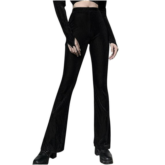 Women Goth Flare Pants Hollow Out Lace High Waist Bell Bottom Trousers Sexy Bandage Streetwear Pants
