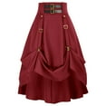 thumbnail image 1 of Women Goth Steampunk Skirt High Waist Pirate Midi A-Line Skirt with Pockets, 1 of 5