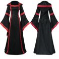 thumbnail image 1 of Women Gothic Cosplay Dress Long Sleeve Splicing Patchwork Women's Renaissance Dresses Gothic Cosplay Wedding Guest Halloween Maxi Over Dresses, Black XXL, 1 of 6