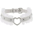 thumbnail image 1 of Women Gothic Goth Adjustable Choker, Lace Heart Punk Leather Collar Necklaces, 1 of 6