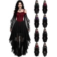 thumbnail image 1 of Women Gothic Halloween Costume Dress Medieval Renaissance Renaissance Vintage Cold Shoulder Butterfly Sleeve High-Low Mesh Gown for Halloween Party Cosplay Outfit, 1 of 5