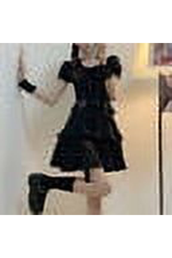 Women Gothic Lolita Dress Japanese Style Fashion Black Goth Clothes Kawaii Girl