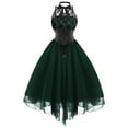 thumbnail image 1 of Women Gothic Midi Lace Dress Casual Sleeveless Stitching Chiffon Black Homecoming Dresses, 1 of 4