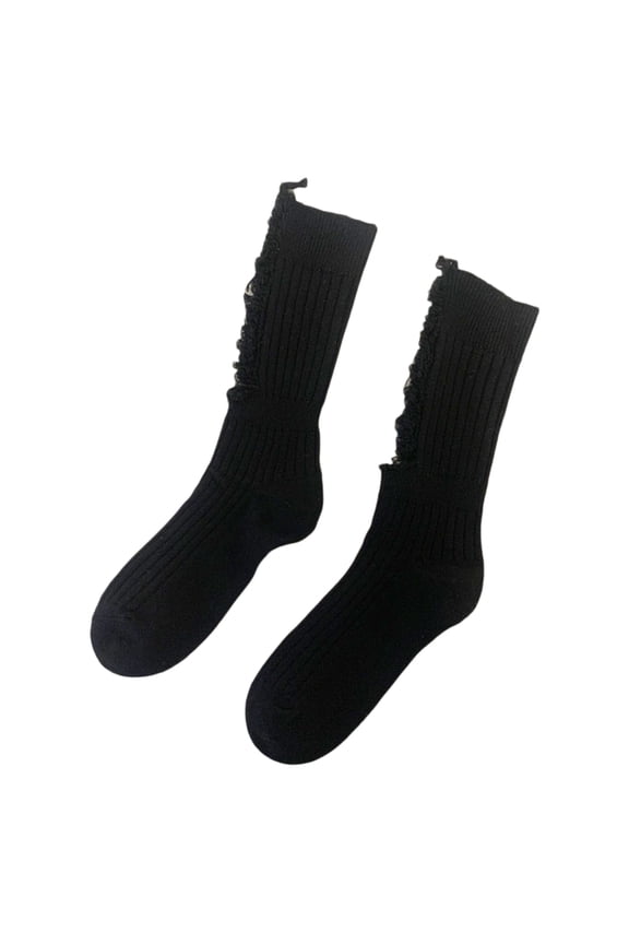 Women Gothic Ripped Holes Crew Socks Ribbed Knitted Harajuku Punk Hip Hop Skateboard Middle Tube Hosiery Streetwear