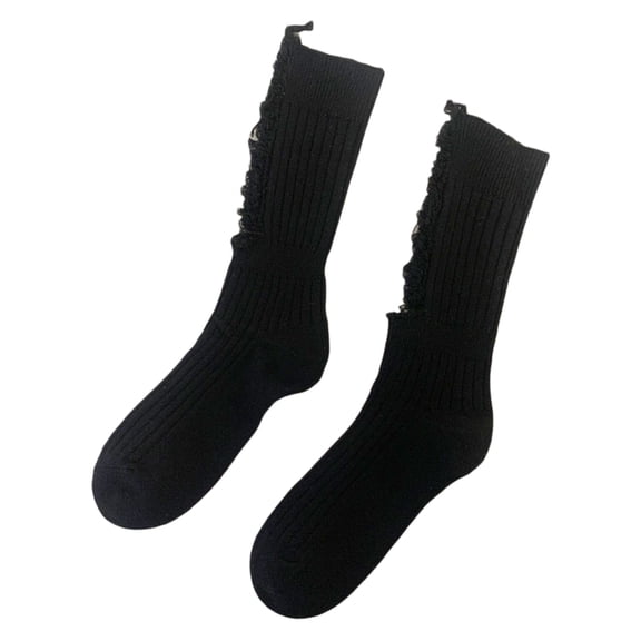 Women Gothic Ripped Holes Socks Ribbed Knitted Punk Hip Hop Skateboard Middle Tube Hosiery Streetwear