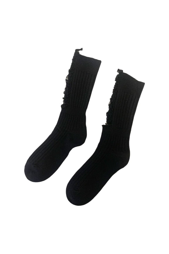 Women Gothic Ripped Holes Socks Ribbed Knitted Punk Hip Hop Skateboard Middle Tube Hosiery Streetwear