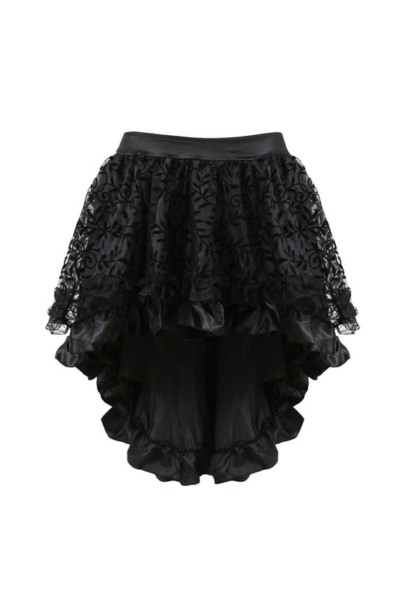 Women Gothic Skirt Fluffy Pleated Layered Tutu Skirts Black XXS