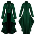 thumbnail image 1 of Women Gothic Steampunk Button Lace Corset Halloween Costume Coat Tailcoat Jacket for Themed Events, in Green, Size S, 1 of 5