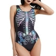 thumbnail image 1 of Women Gothic Style One-piece Swimsuit Skeleton Pattern Bathing Suit Tummy Control Swimwear, 1 of 7