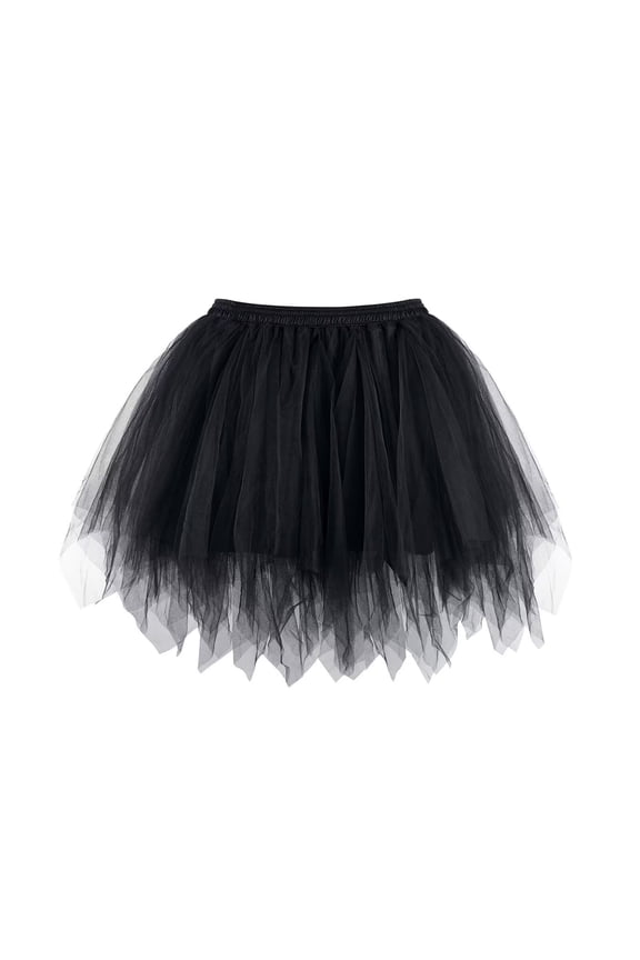 Women Gothic Tulle Skirt Classic Elastic Short Tutu Skirts Black L