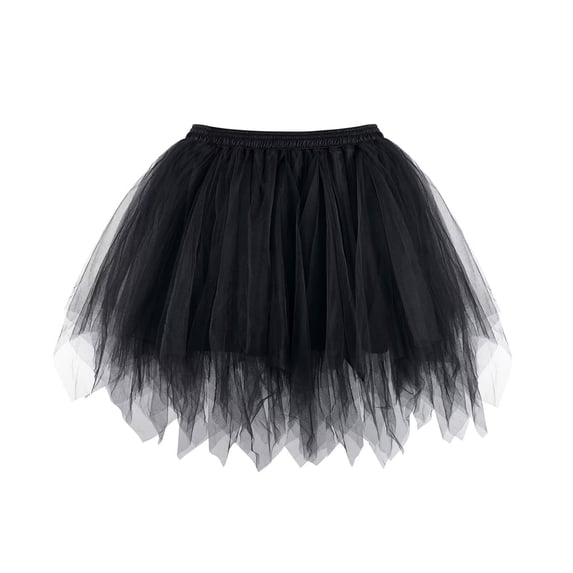 Women Gothic Tulle Skirt Classic Elastic Short Tutu Skirts Black XS