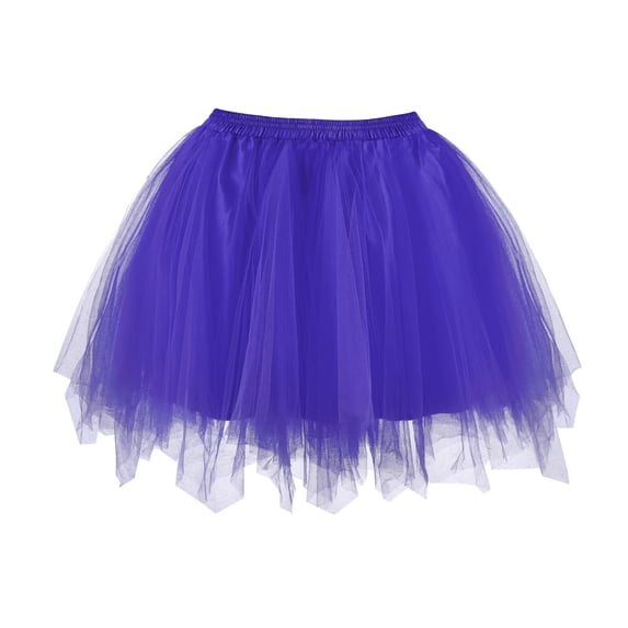 Women Gothic Tulle Skirt Classic Elastic Short Tutu Skirts Blue M